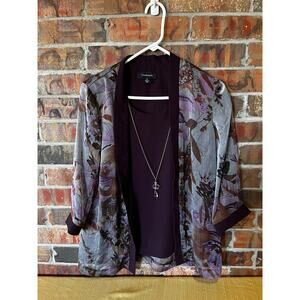 R&M Richard’s Purple Long Sleeve Top with Necklace Women’s Size:10